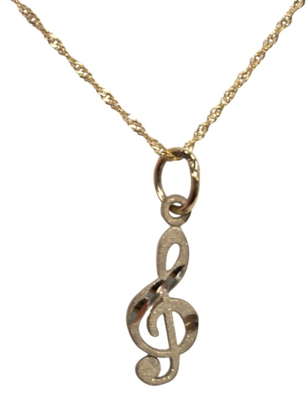 10K gold treble clef necklace