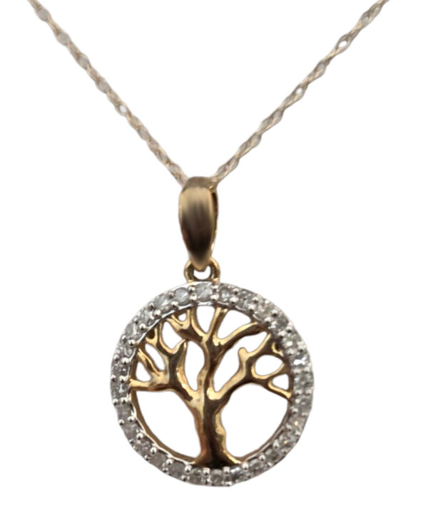 diamond and gold tree of life necklace