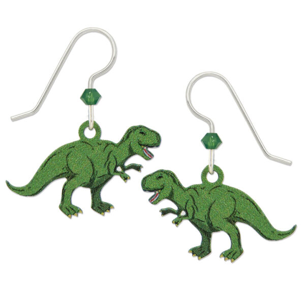 t-rex dinosaur earrings with sterling silver ear-wires