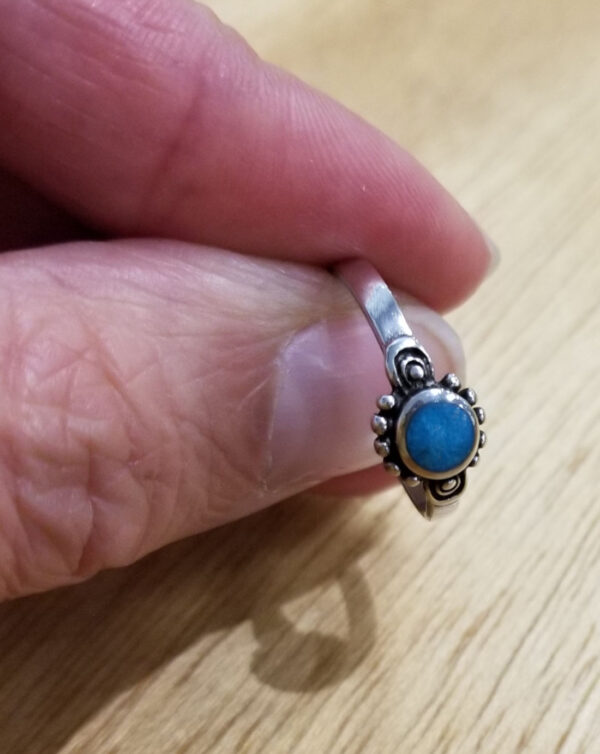 turquoise circle and sterling silver ring