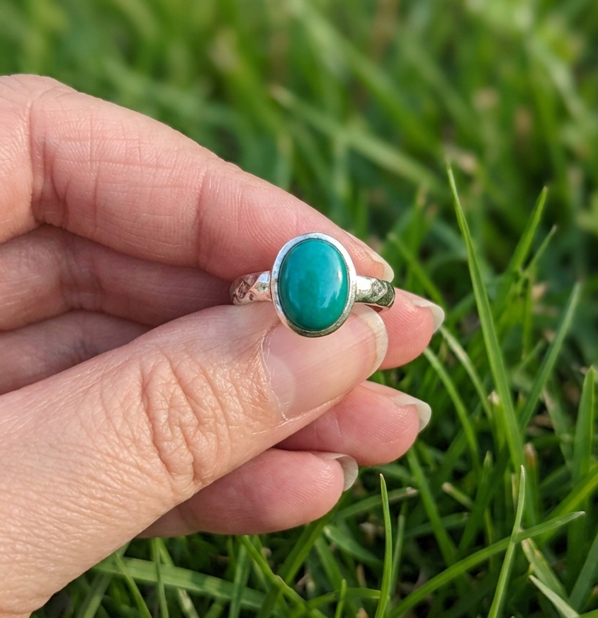 oval turquoise and sterling silver ring