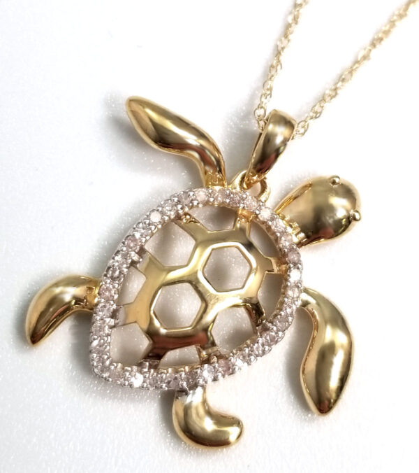 diamond and gold turtle necklace