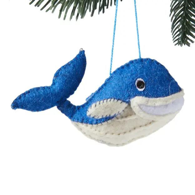 felt blue whale ornament