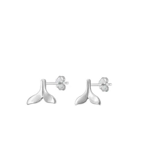 sterling silver whale tail stud earrings