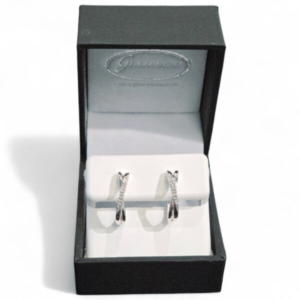 diamond and white gold hoop earrings in gift box