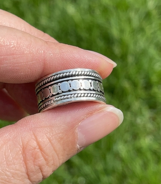 wide sterling silver spinner ring