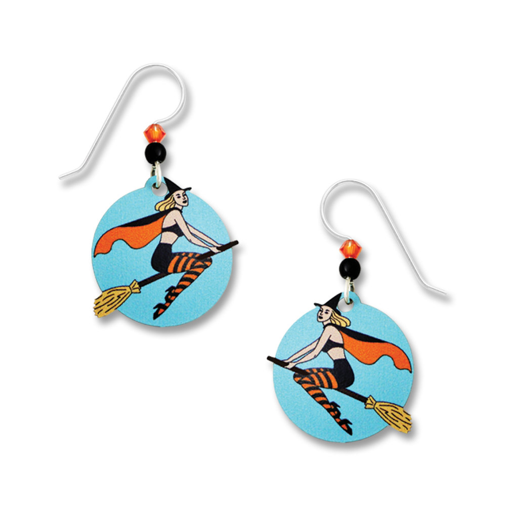 Vintage inspired pin-up girl witch earrings