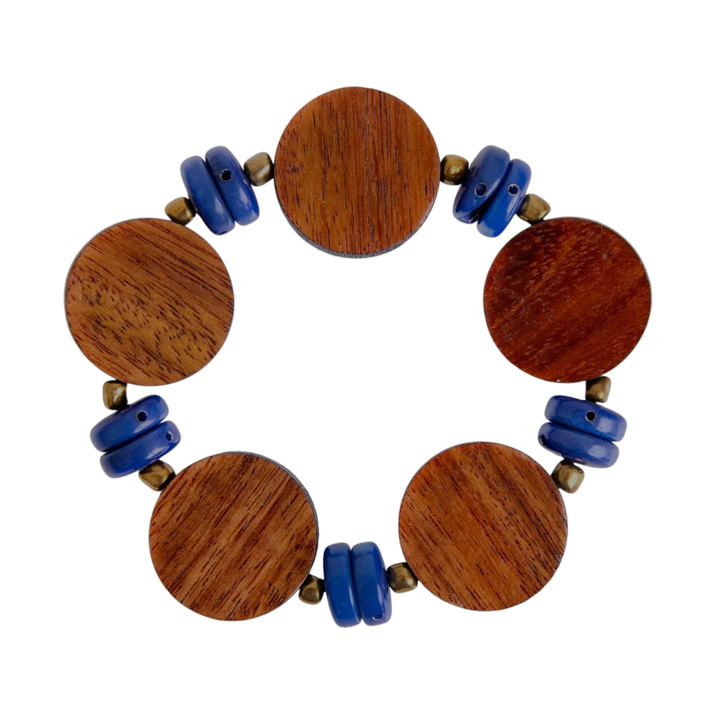 dark blue tagua nut and wood bracelet