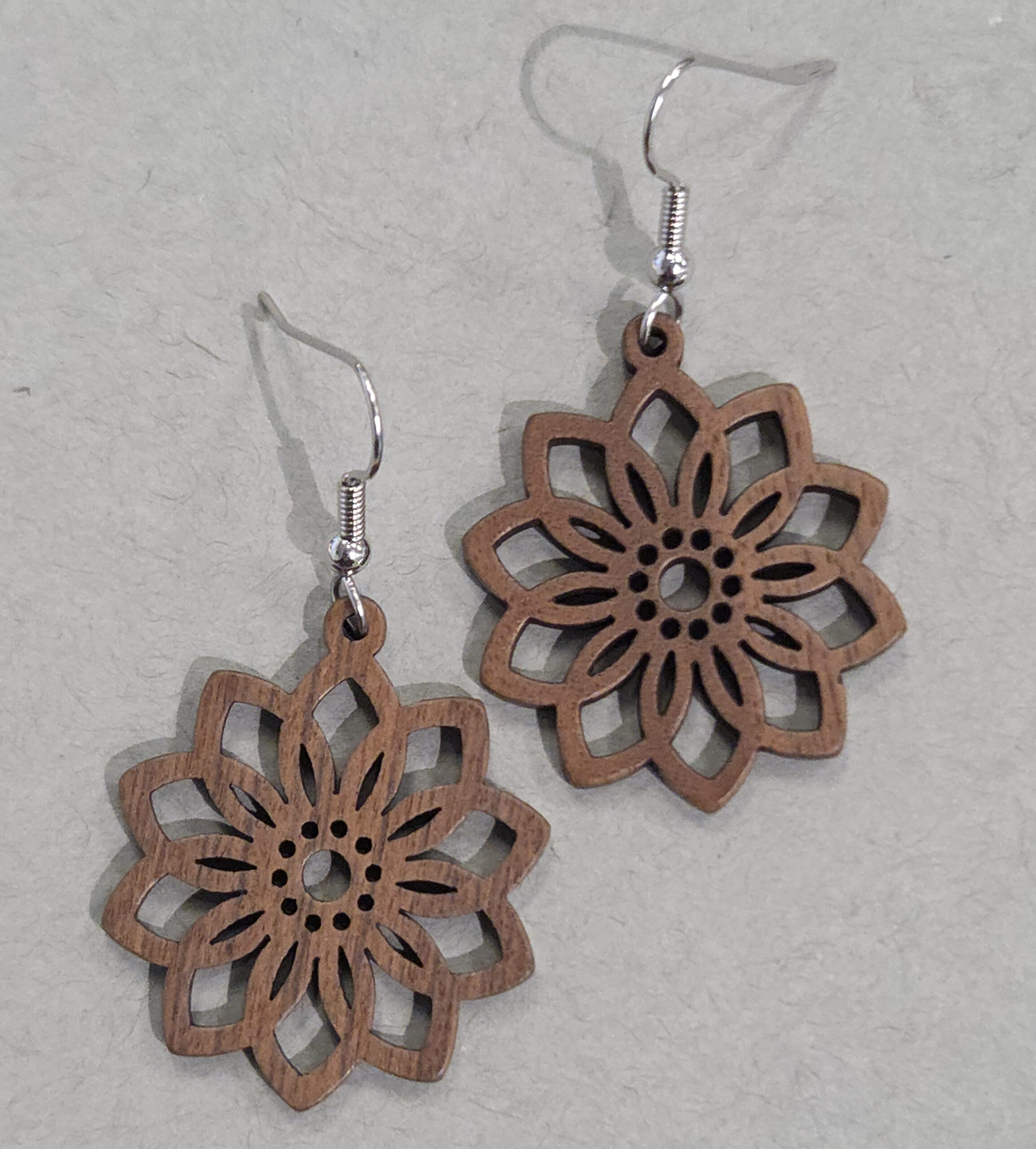 wooden flower earrings