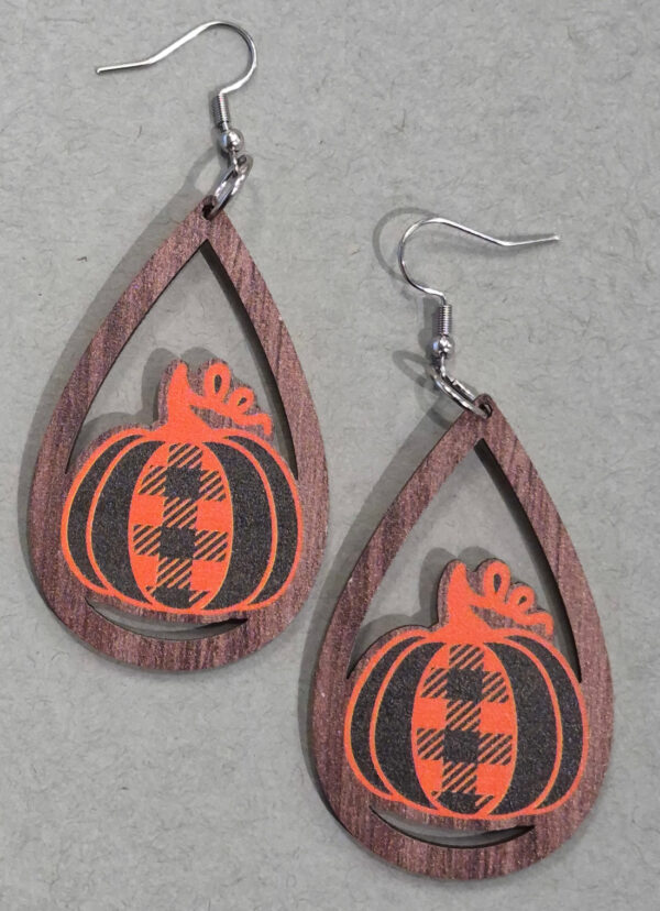 plaid pumpkin earrings