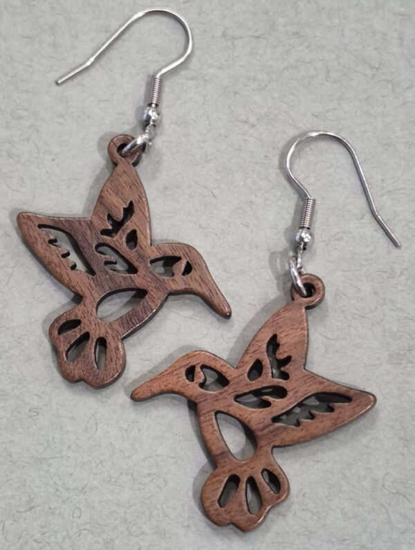 wood hummingbird earrings