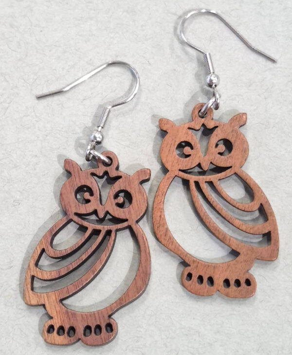 wood owl earrings
