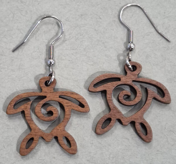 wood sea turtle earrings