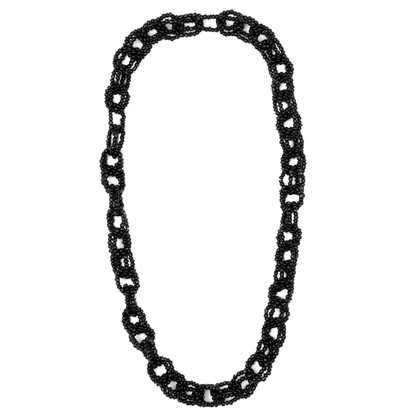 long black beaded chain link necklace