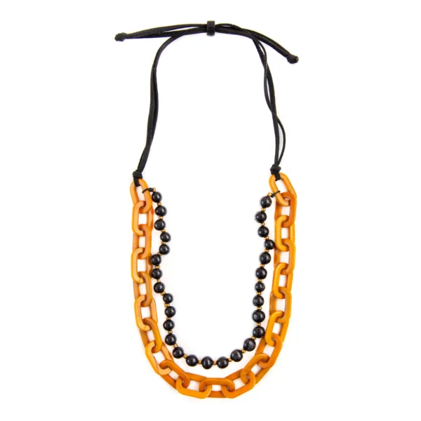 black and yellow statement necklace