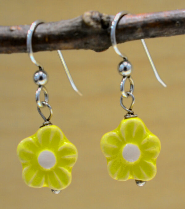 handmade ceramic yellow flower earrings