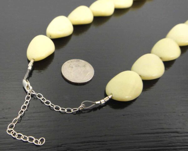 Extra long yellow jasper stone bead necklace clasp