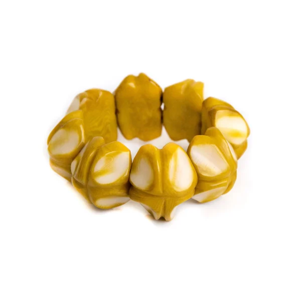 carved yellow tagua nut statement bracelet