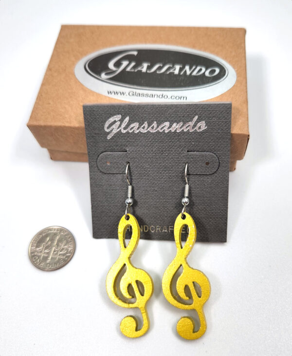 bright yellow treble clef earrings