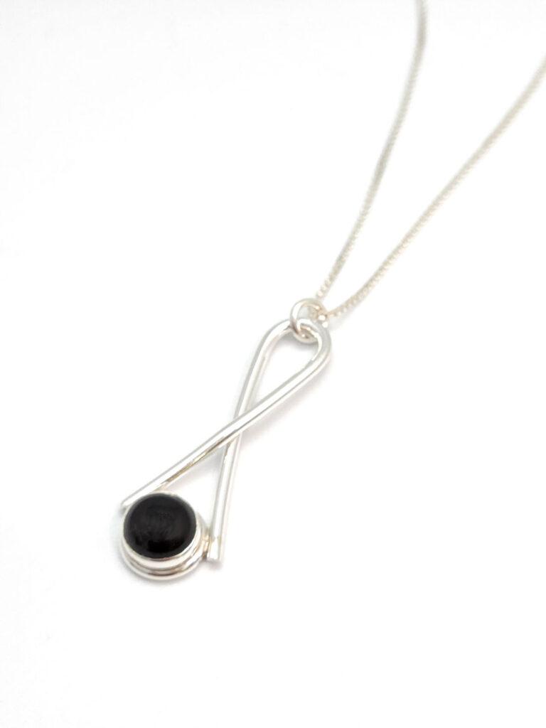 Zen Sterling Silver black onyx necklace by jewelry designer Ted Walker